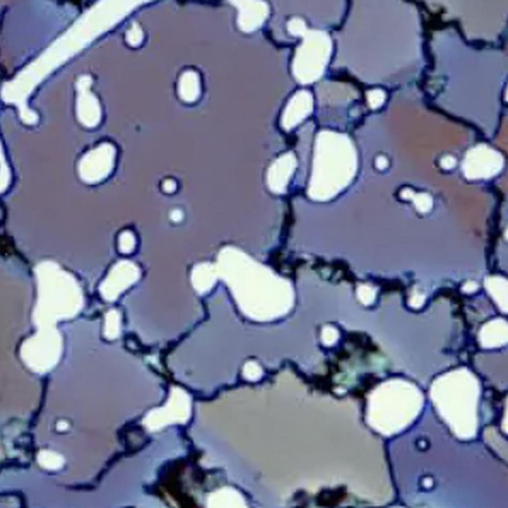 Microscopic view of heat-treated nickel-titanium alloy structure